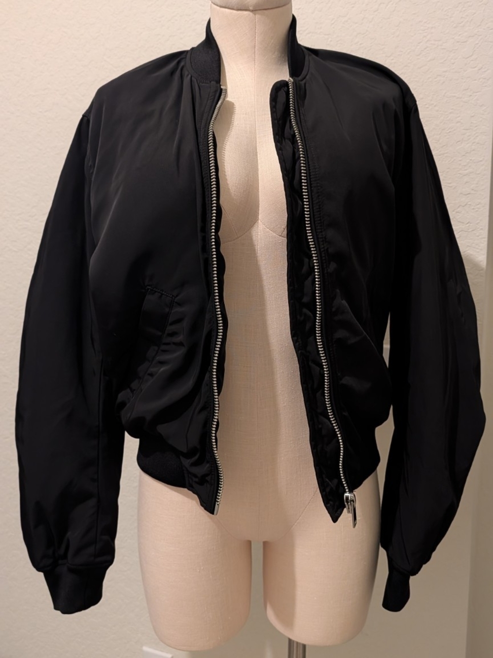 H&M Black Bomber Jacket with Silver Zipper